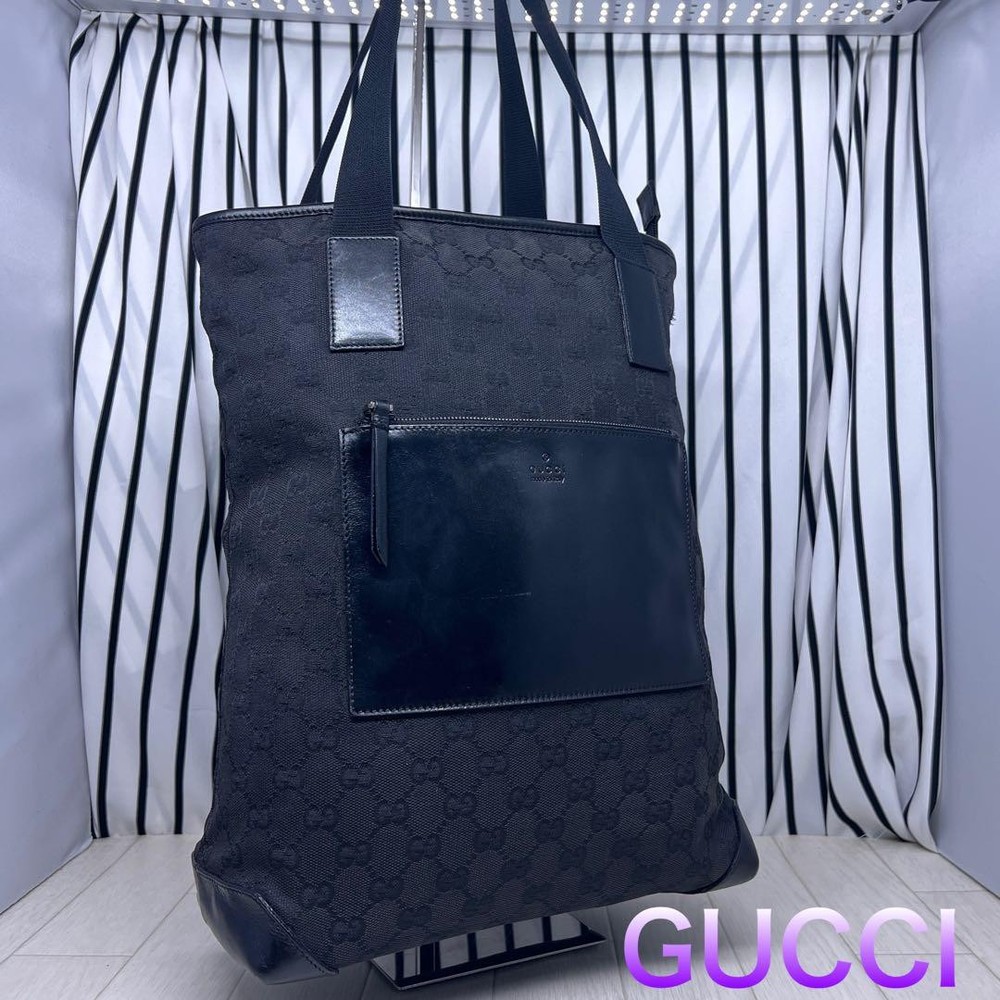 GUCCI GG Canvas Tote Bag Black Authentic G07142073