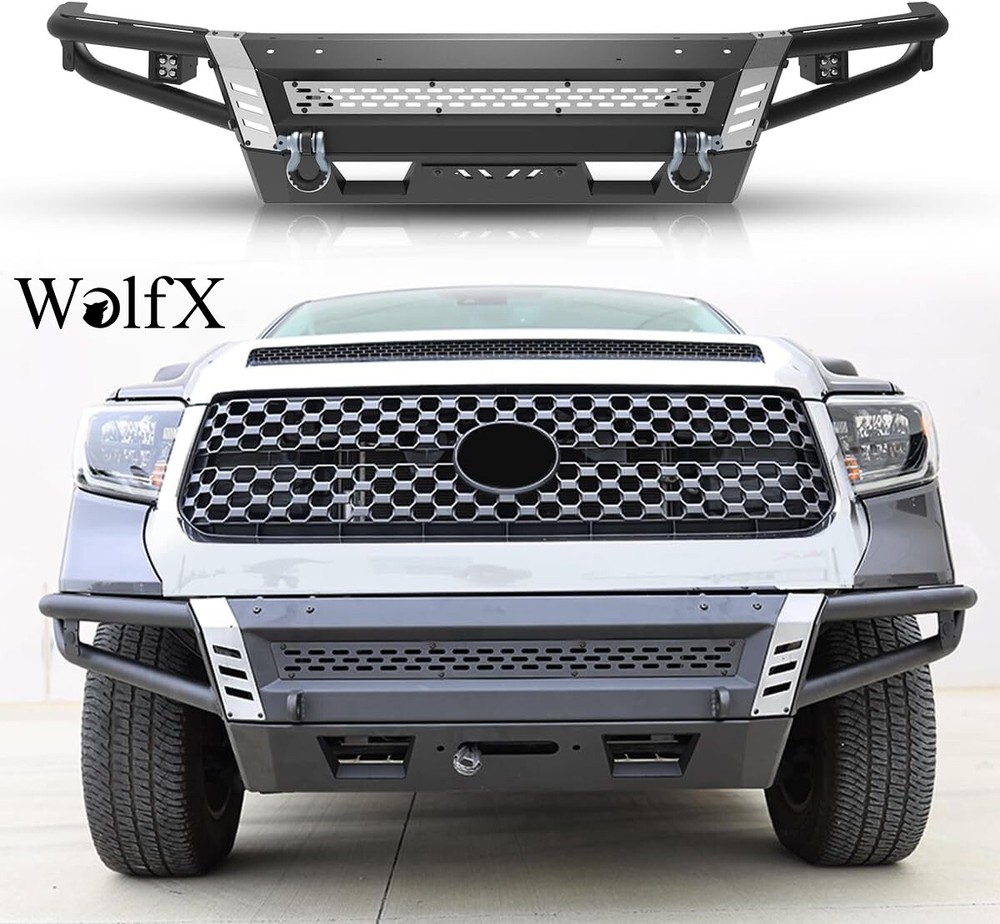 2 in 1 Full Width Steel Front Bumper For 2014-2021 Toyota Tundra Pickup Trucks