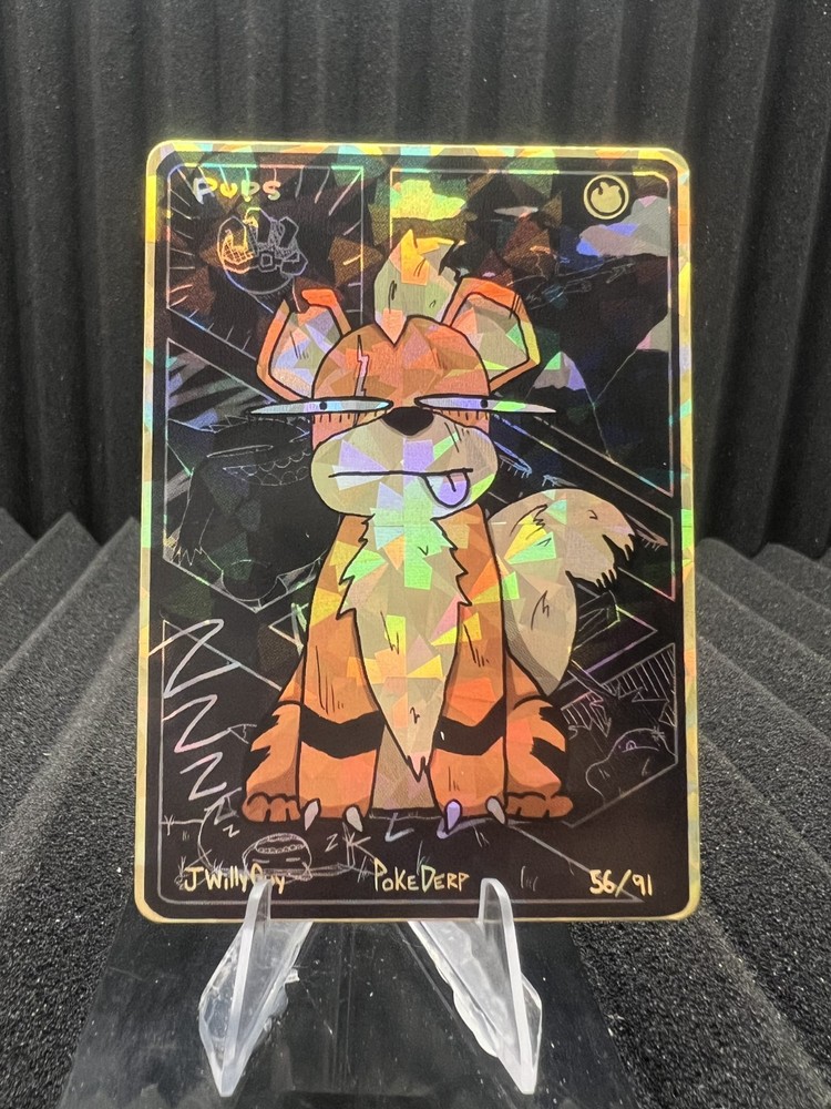 Pups (Growlithe) 56/91 - Cracked Ice Holo - Pokederp Set 3 Fan Art - Pokemon