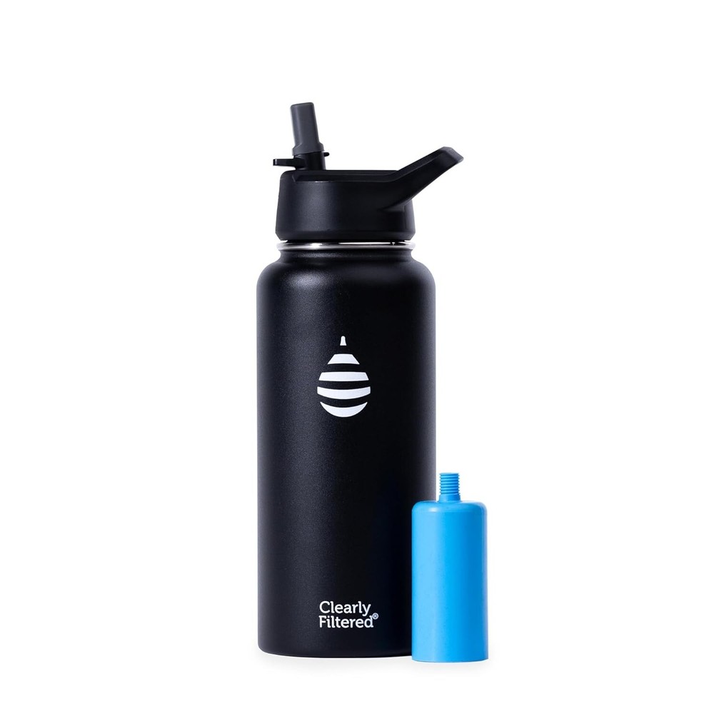 32oz Filtered Water Bottle with Silicone Mouthpiece, Ideal for Travel