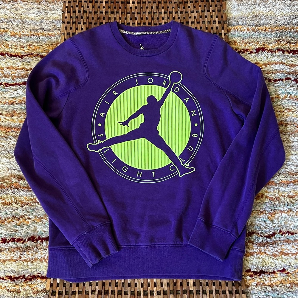 Nike Air Jordan Flight Club Crew Neck Sweatshirt Purple Green Men's Large L
