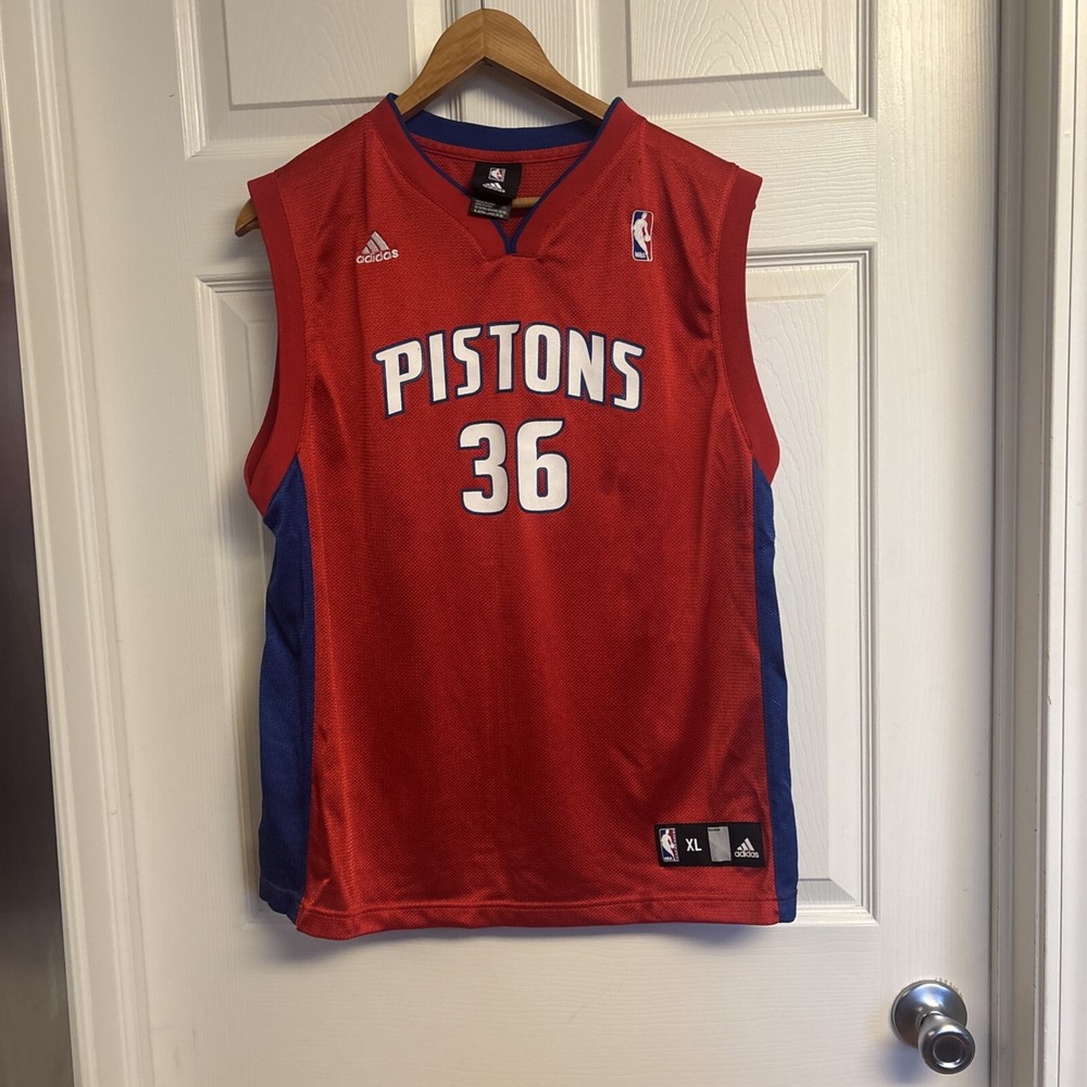 Adidas Rasheed Wallace 36 Size XL Red Detroit Pistons Jersey NBA Authentics