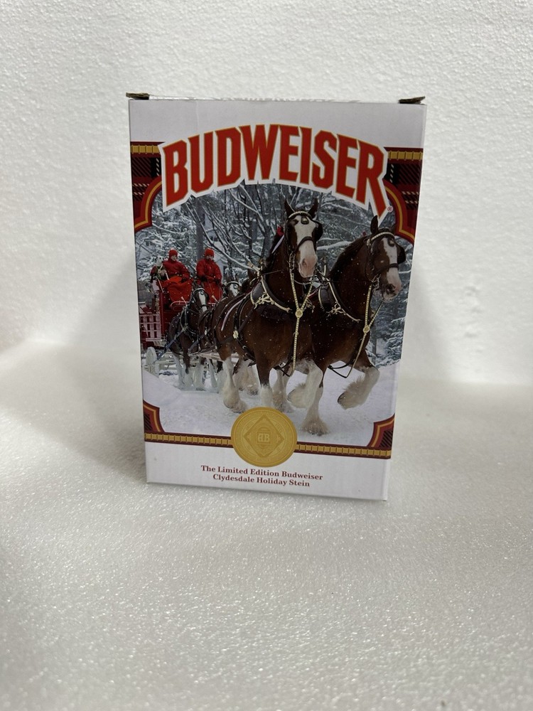 Budweiser 2021 Ceramic Limited Edition Clydesdale Holiday Stein Mug NIB