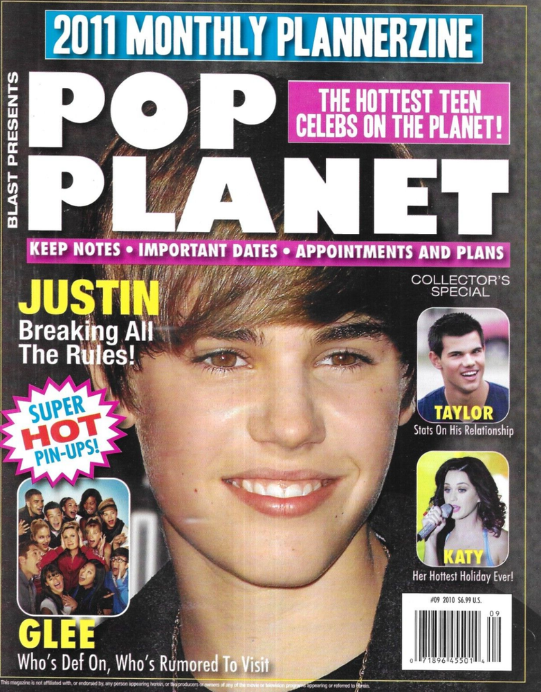 Pop Planet Magazine Justin Bieber Taylor Swift Katy Perry Selena Gomez Glee 2011