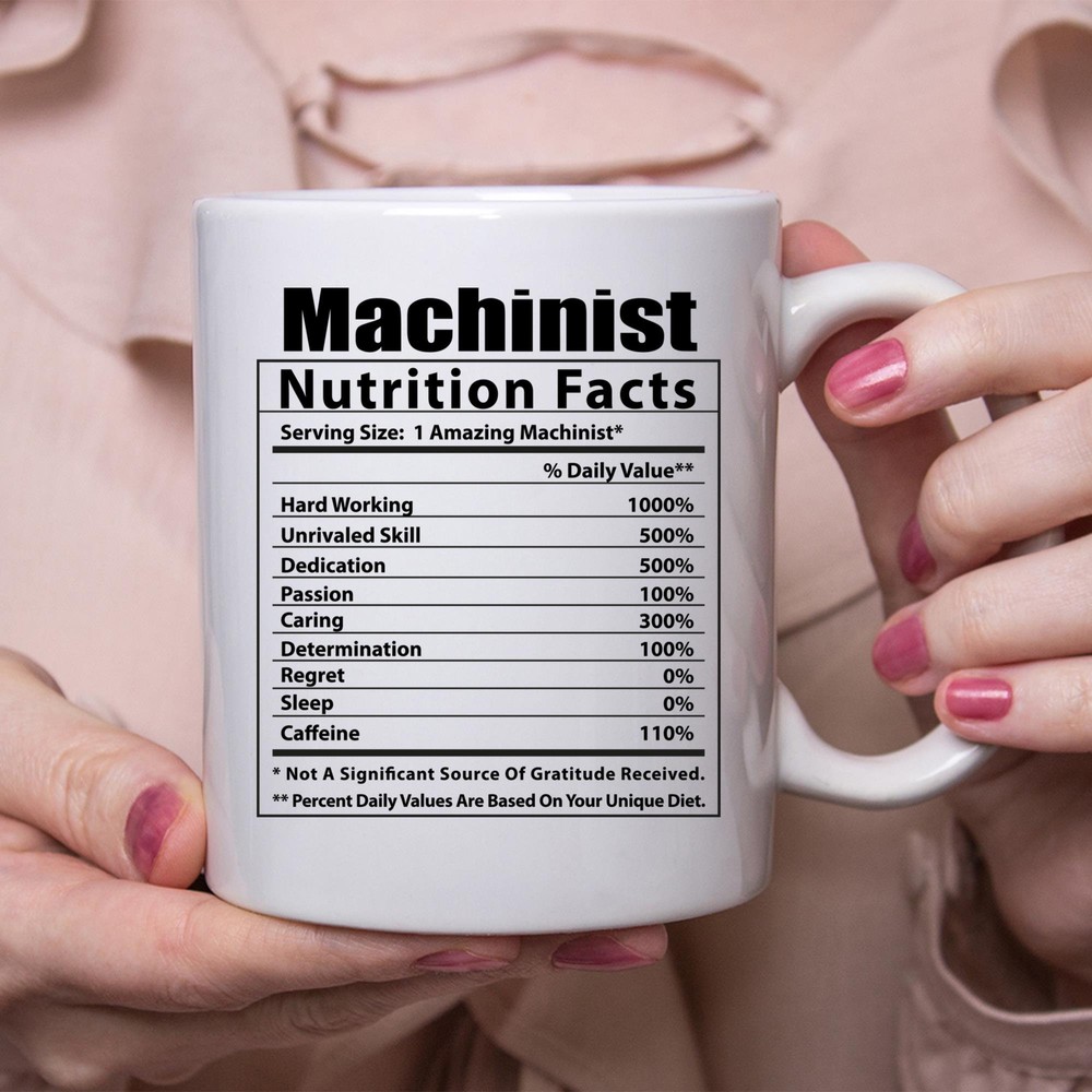 Funny Machinist Nutritional Facts White Coffee Mug
