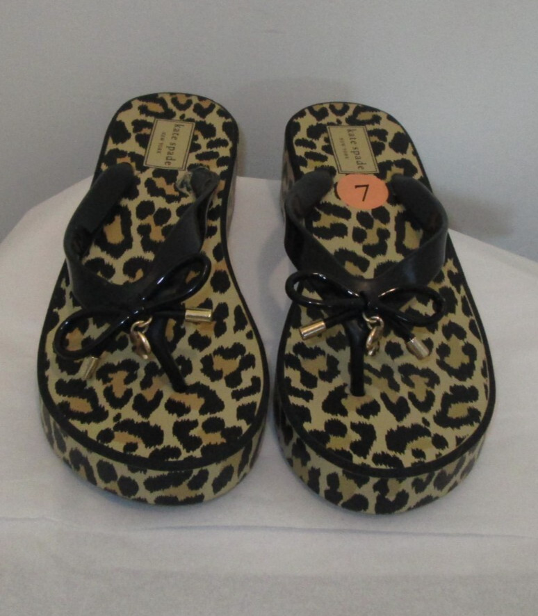 Kate Spade New York Rhett Cheetah Print Thong Wedge Sandals Size 7