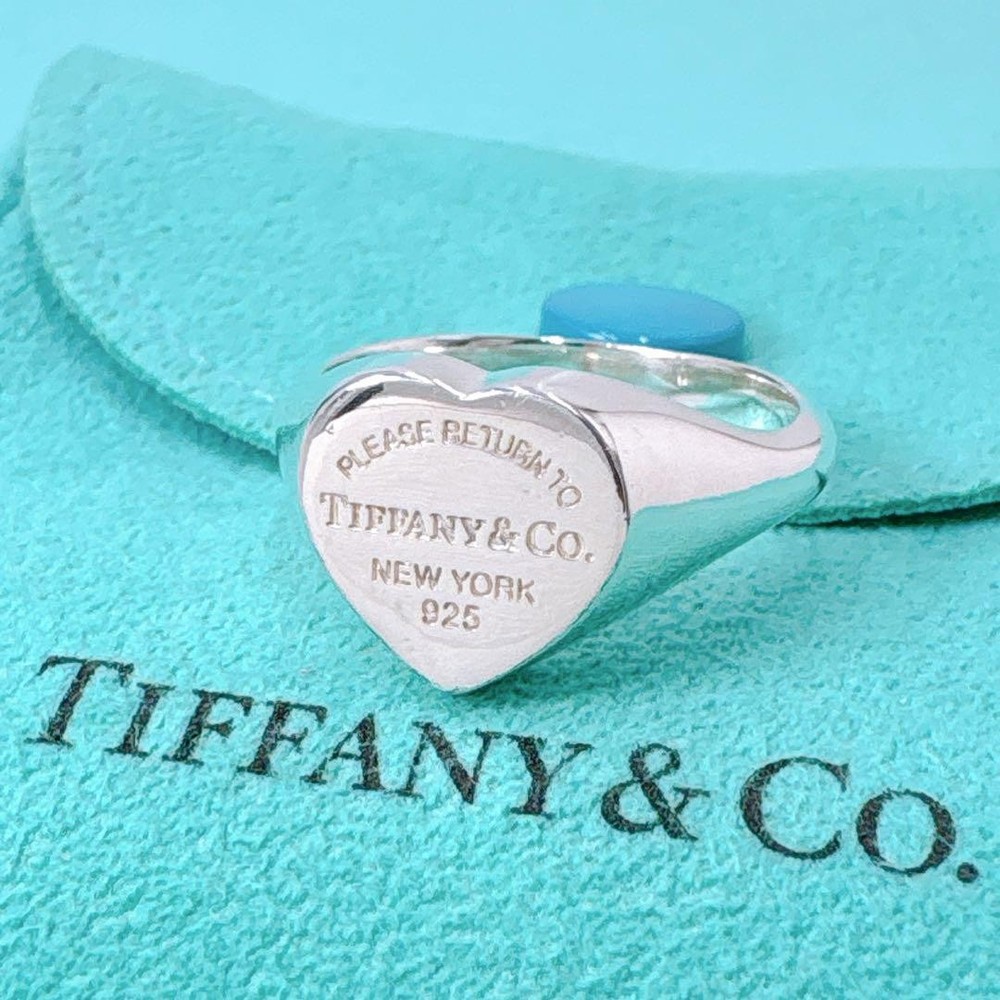 Tiffany Return To Heart Silver Signet Ring Size 13 Jewelry Gift for Her
