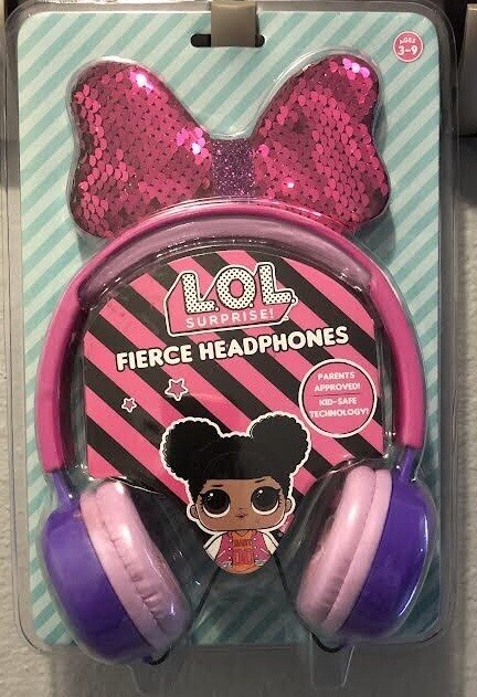 NWOT LOL Dolls Fierce Pink Purple Headphones with Bow for Back to School-image
