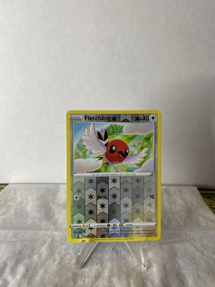 Pokémon TCG Fletchling SWSH Silver Tempest 150/195 Reverse Holo Rare Card