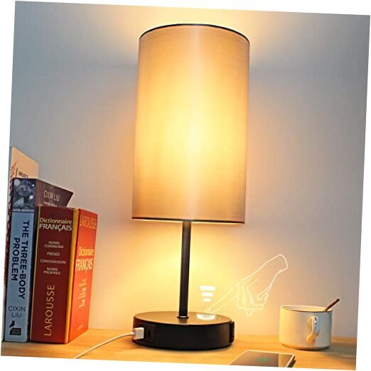 15.75″ Matte Black Touch Bedside Lamp for Bedrooms, Set of 1