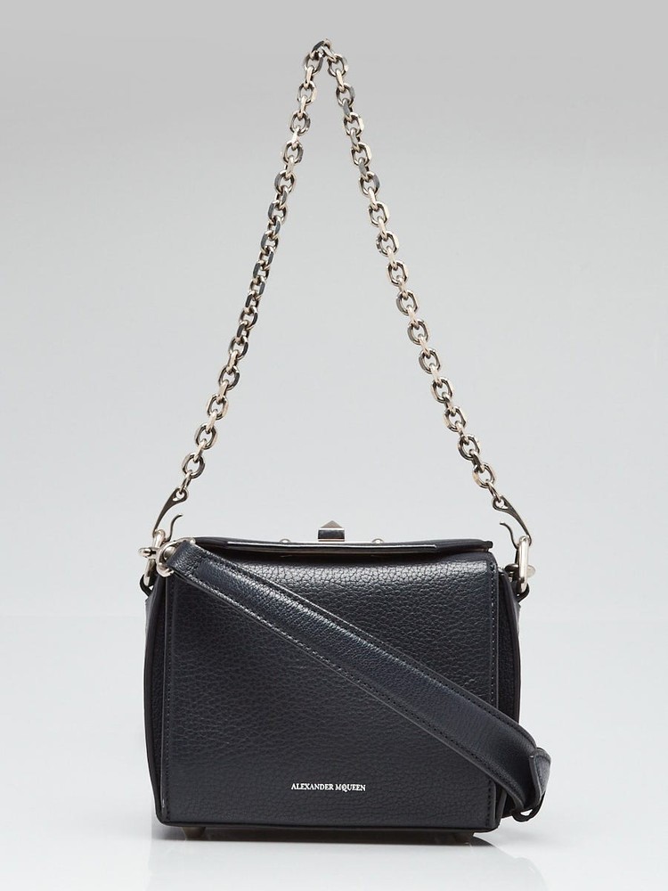 Alexander McQueen Dark Grey Grained Goatskin Leather 19 Box Crossbody Bag