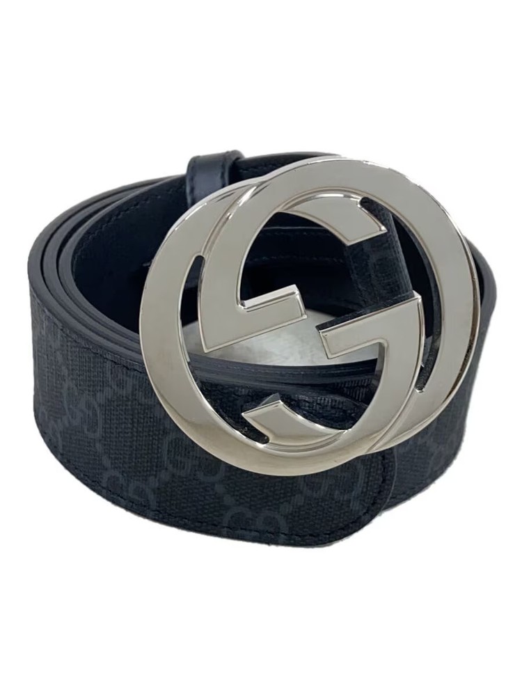 GUCCI G Buckle Belt Black PVC Mens Fashion Accessory 411924