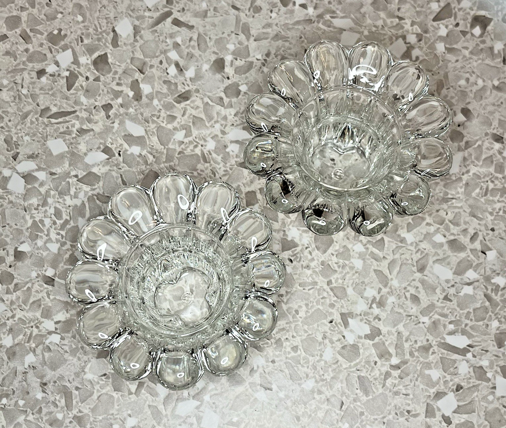 Italian Glass Tealight Candle Holders Flower Shape 2-Piece Set 2 Inch