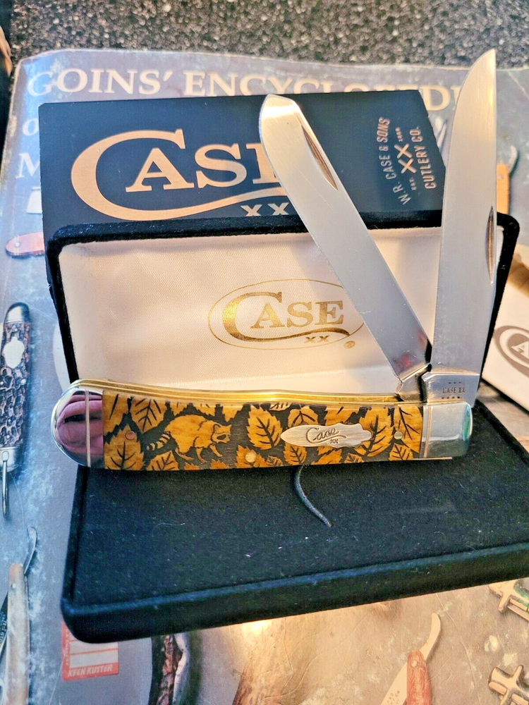 Cuchillo trampero Case xx mapache serie vida silvestre hueso antiguo 1/500 cuchillos