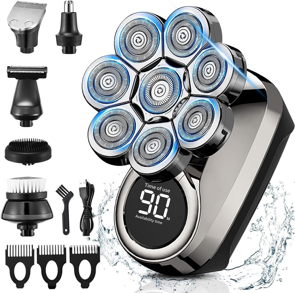 Head Shavers for Bald Men 8D Upgraded 6-In-1 Bald Head Shaver Waterproof Skull