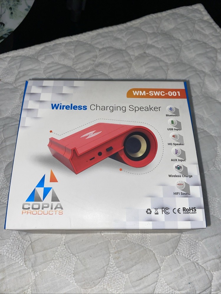 Wireless Bluetooth Speaker with Phone Charging in Red by Copia Products WM-SWC-001