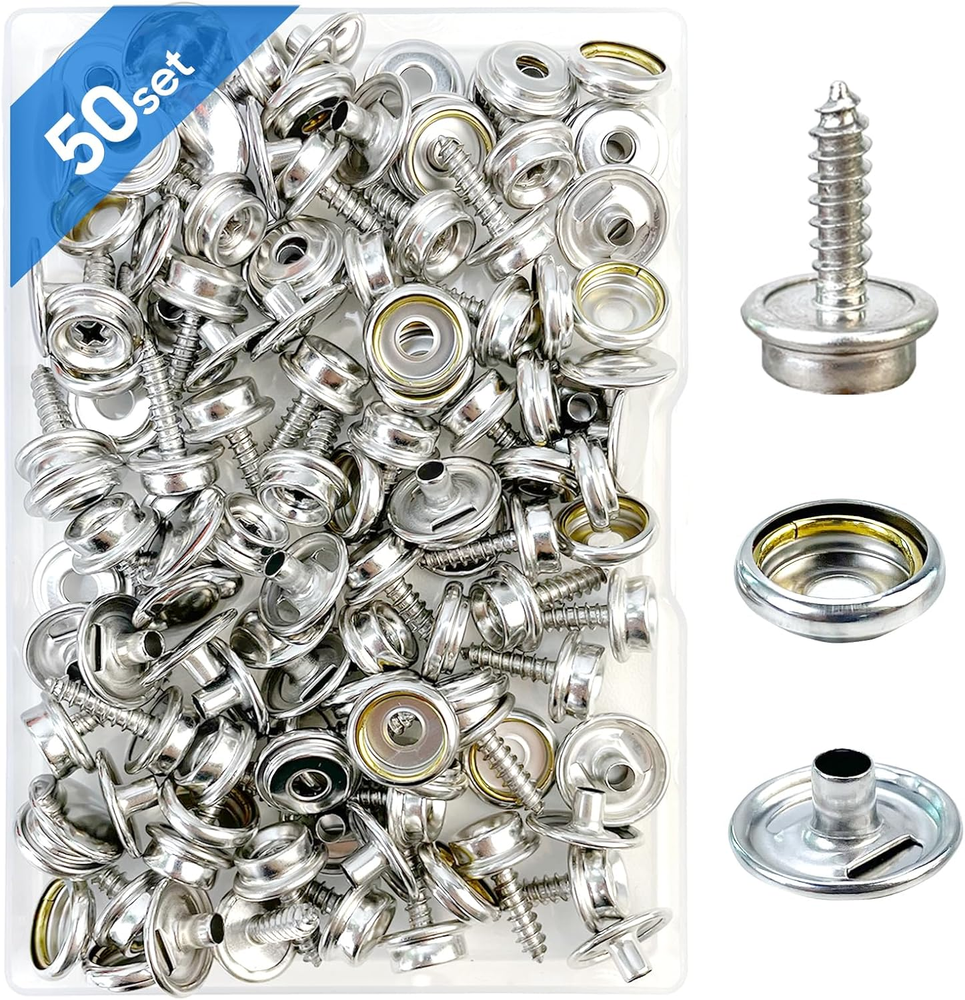 Canvas Snap Kit, Stainless Steel Snaps Marine Grade Snaps for Boat Cover - Sn...