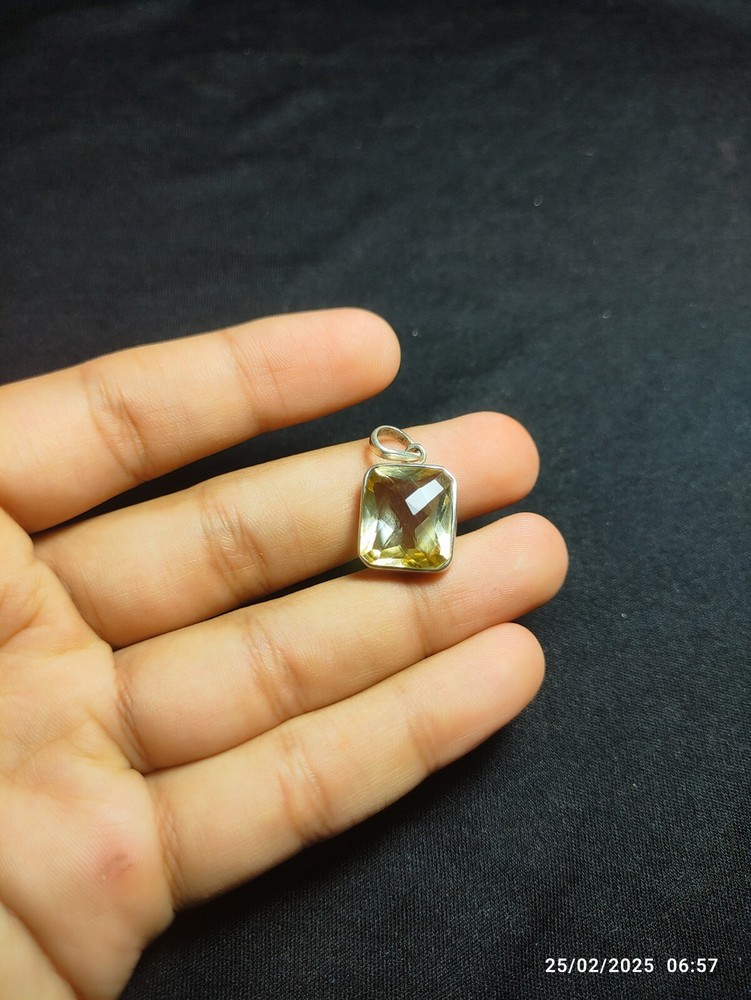 Citrine 925 Sterling Silver Pendant with Natural Gemstone
