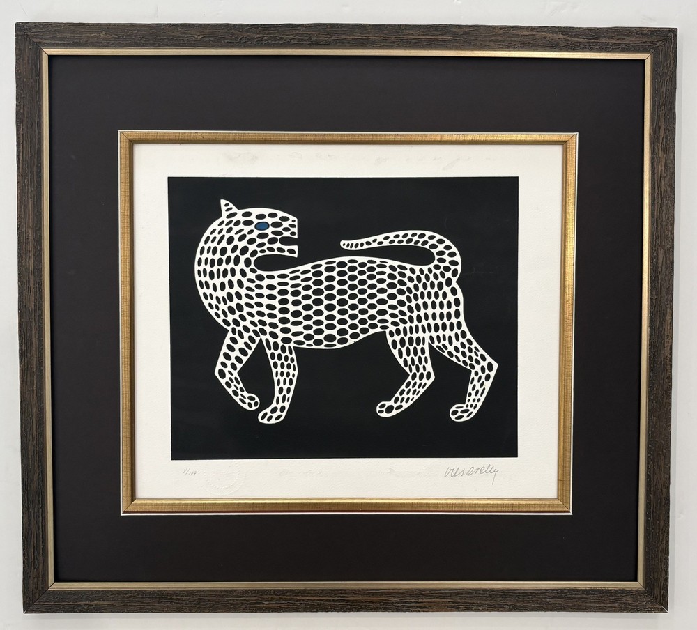 Victor Vasarely Lithograph Signed,Numbered & Stamped in Style Of.40s-80s Framed.