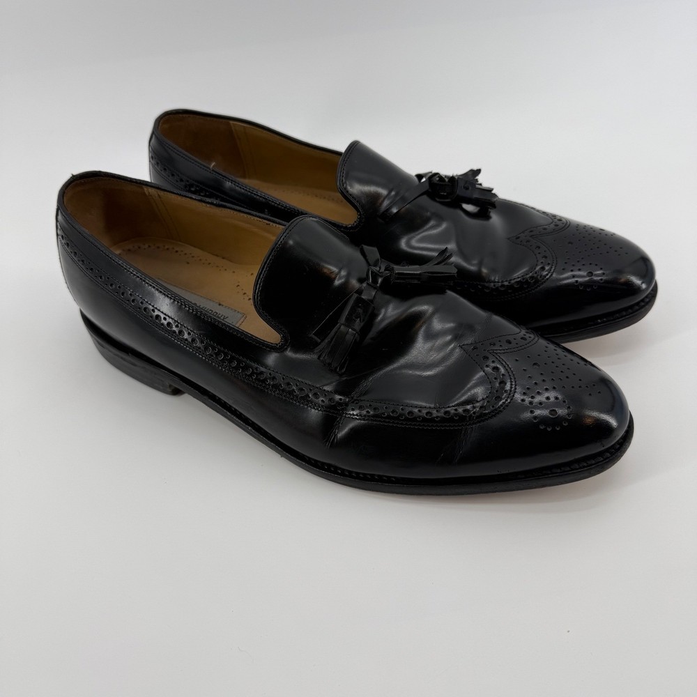 Johnston & Murphy Black Leather Tassel Wingtip Loafer Dress Shoes Mens Size 14