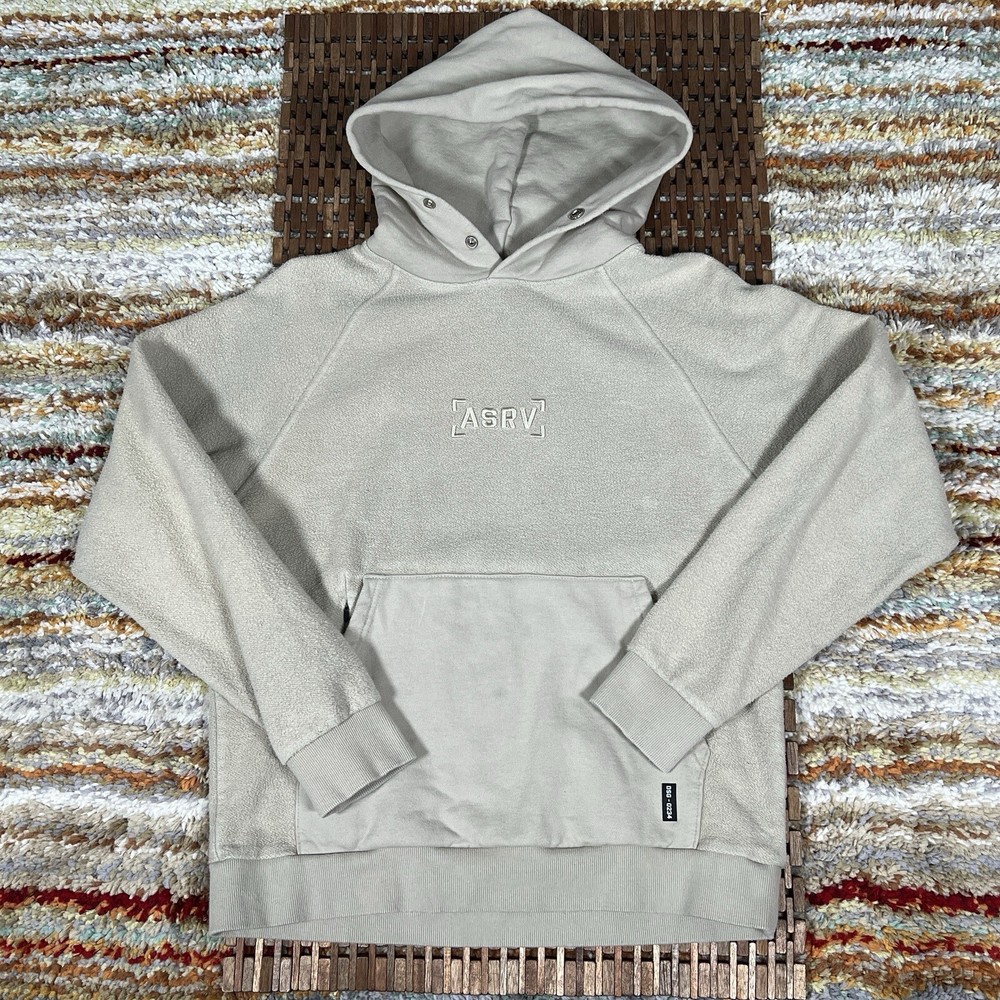 ASRV Reverse Weave 0234 Heavyweight Hoodie Hoody Terry Cloth Taupe Small A