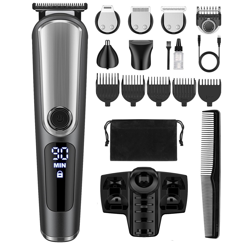 Men's Cordless Rechargeable Beard Trimmer and Electric Razor Shaver