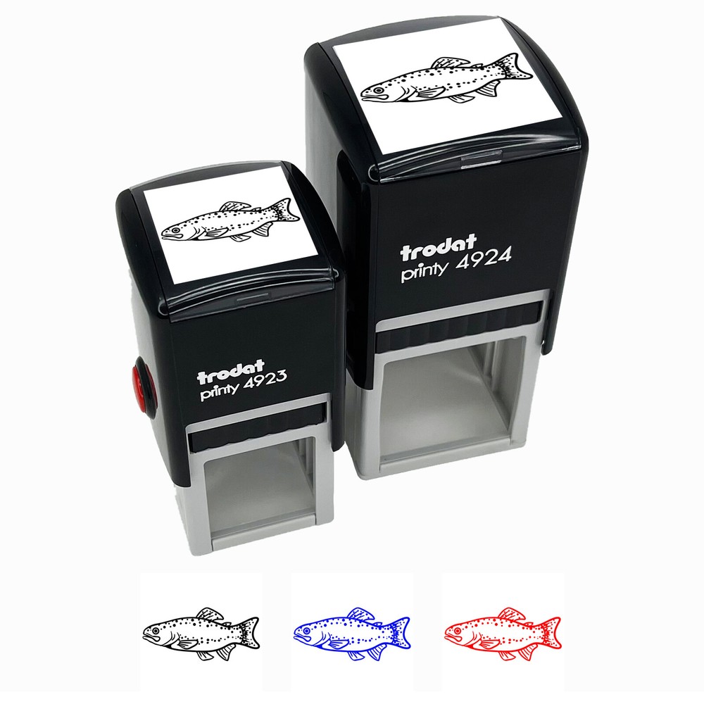 Rainbow Trout Fishing Rubber Stamp with Spots Self Inking Stamper