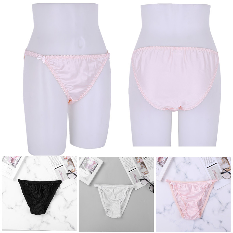 Womens Silk G-string Briefs Panties Low Rise Thongs Bikini Lingerie Underpants