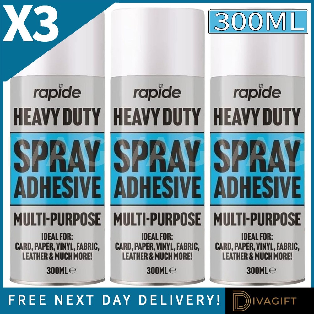 3 x HEAVY DUTY SPRAY ADHESIVE GLUE 300ML FOR CRAFT MOUNT FABRIC MULTI-PURPOSE