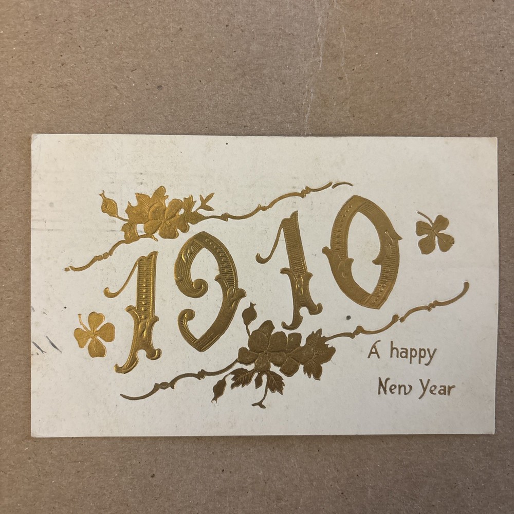 Antique postcard 1910 A Happy New Year / postmark 1909