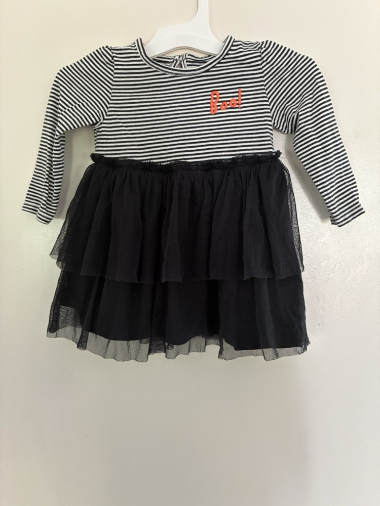Carter's Baby Girls Embroidered Boo! Halloween Tiered Tulle Skirt Dress Black 9M