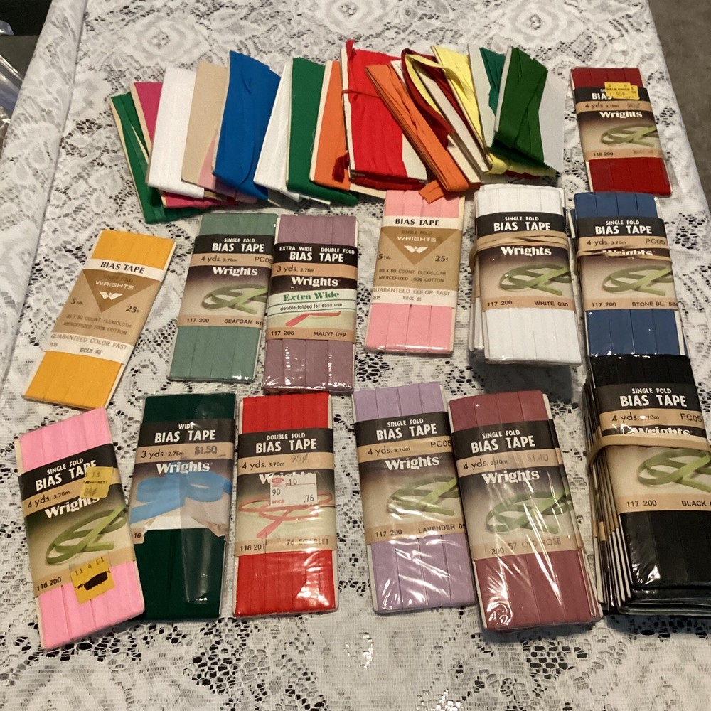 Giant Bias Tape Lot - 30 New, 17 Partial - Multicolors & Sizes