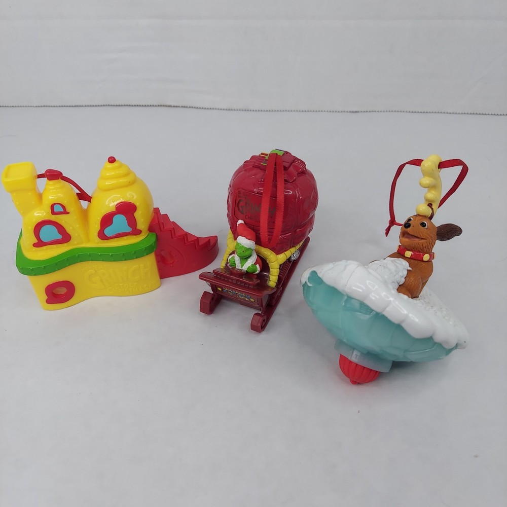 How The Grinch Stole Christmas Sleigh Max Dog Ornaments Wendys Kids Meal Toy Lot