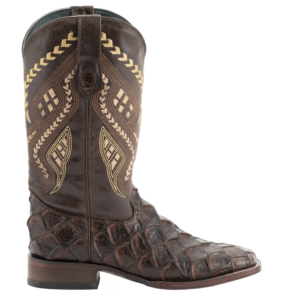 Ferrini Bronco Pirarucu Square Toe Cowboy  Mens Brown Casual Boots 43393-09