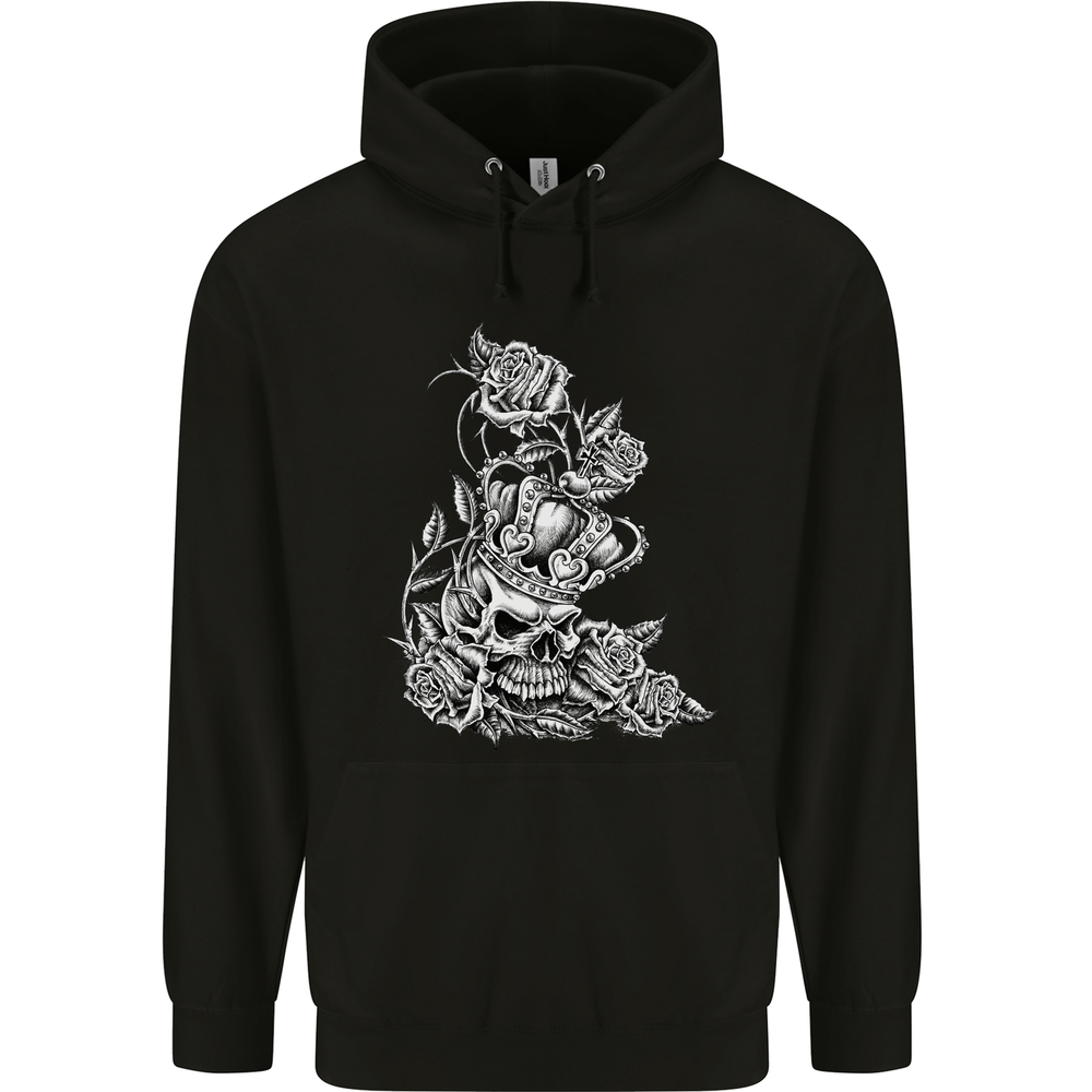 Skull Crown Biker Gothic Heavy Metal Hoodie for Men - 80% Cotton