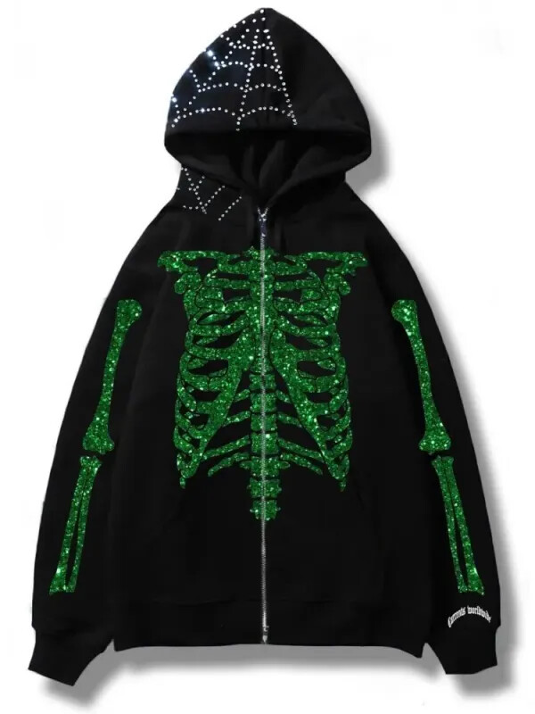 Diamond Jacket Fall Long Sleeve Hoodie Sweatshirt Women's Reflective Glitter