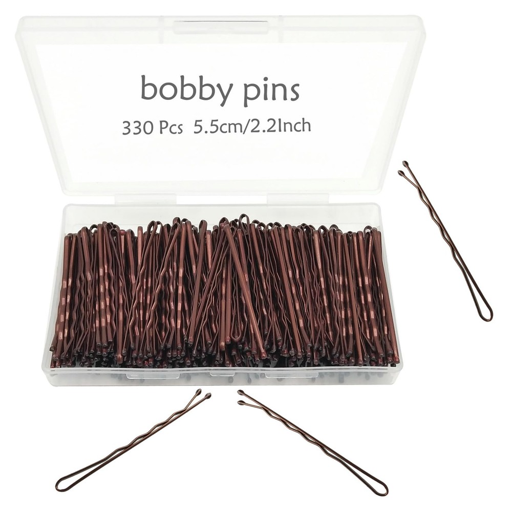 Brown Bobby Pins 330 Count 2.2 Inch Hair Pins with Cute Box Premium Quality