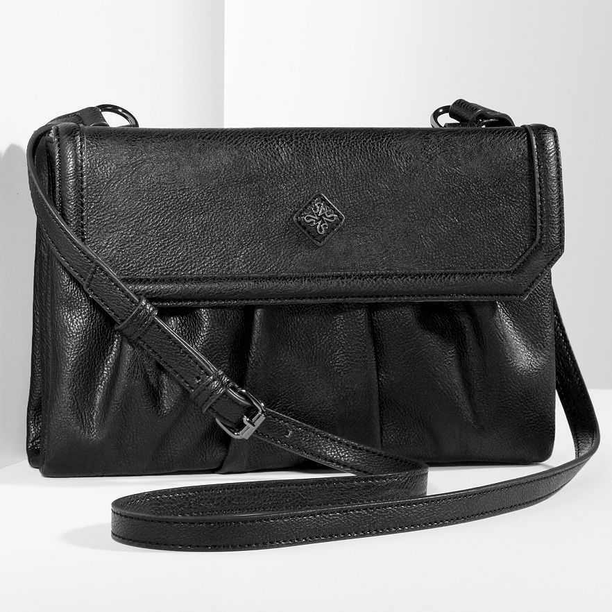 New Simply Vera Vera Wang Women's Cherry Hill Pleated Crossbody Bag Black