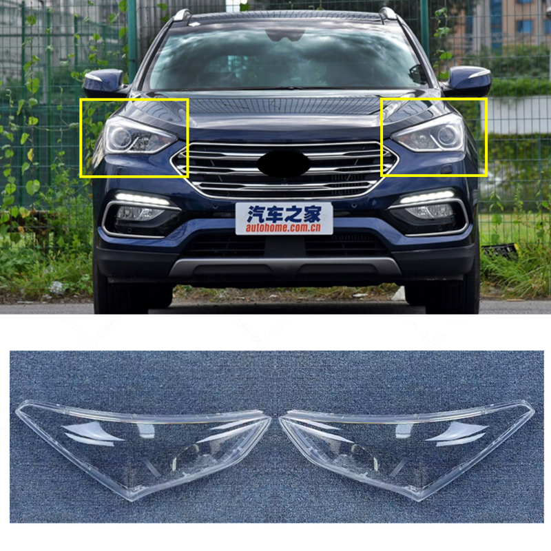 For Hyundai Santa Fe 2013-2016 Both Side Headlight Replace Lens Cover + Sealant