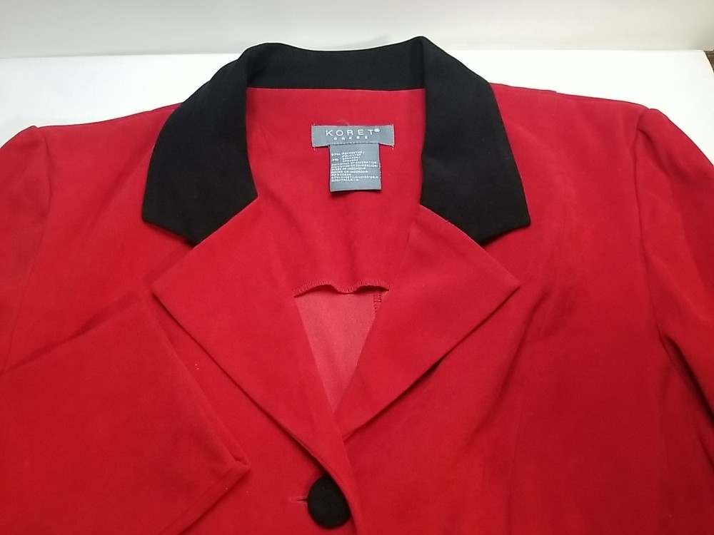 Koret Womens Dress Jacket Red Black Career Blazer Long Sleeve Size 6