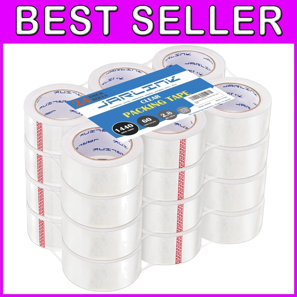 Thick & Strong Packaging Tape - 24 Rolls, 60 Yards