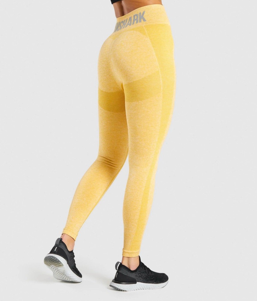 Gymshark Flex Seamless Workout Leggings for Women Size XL in Mustard Yellow