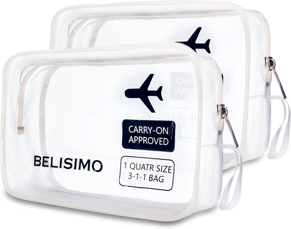 TSA Approved Clear Travel Toiletry Bag with Zippers Carry-On Travel Accessories