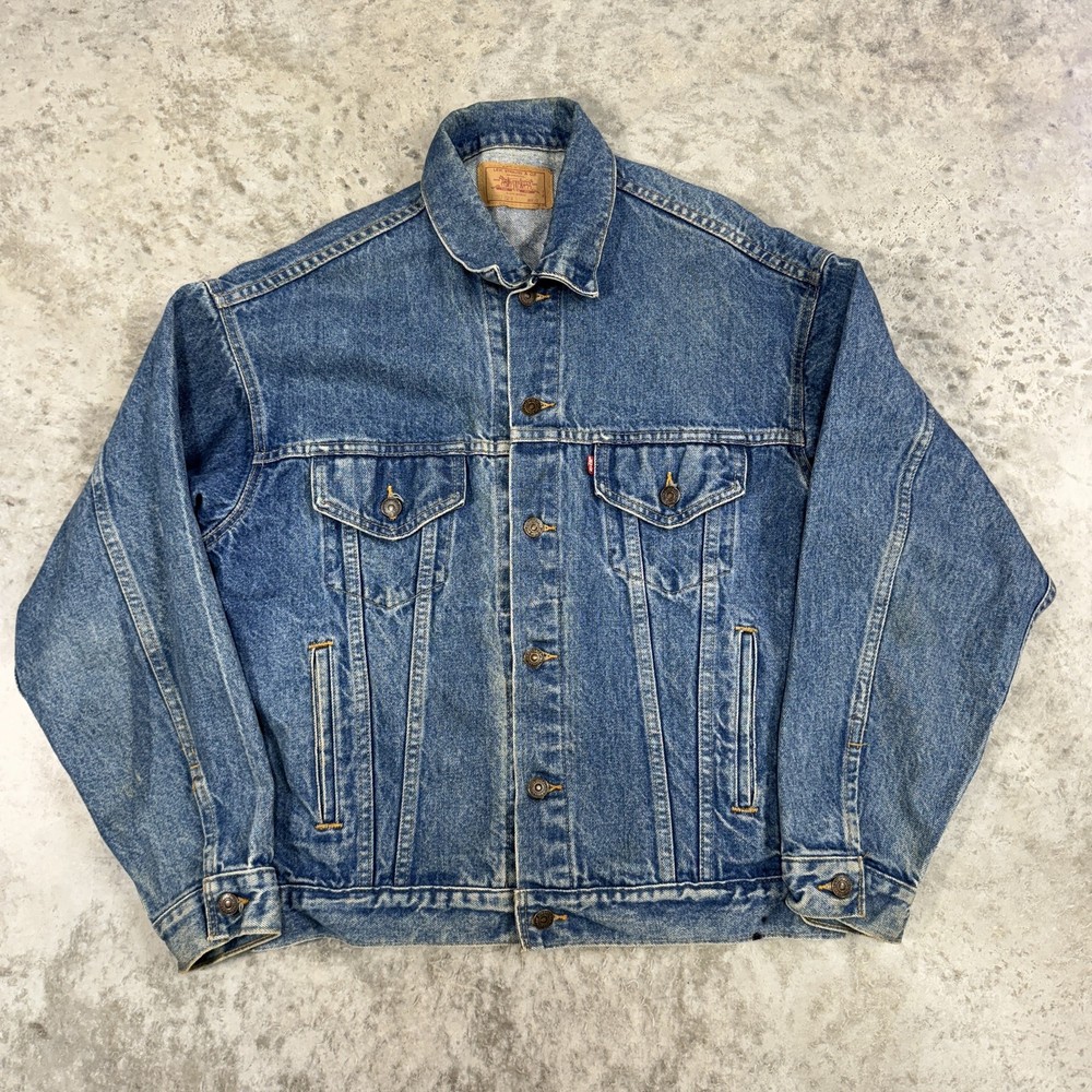 Vintage Levis Jacket Mens Medium Denim Trucker Made USA 70507 Distressed 90s