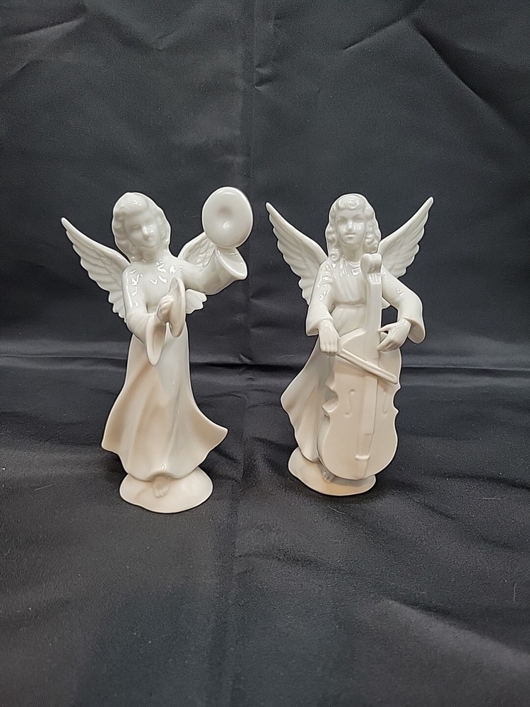2 Vintage Dresden Musical Angels 1 Playing Cymbals & 1 a Viola 5.5