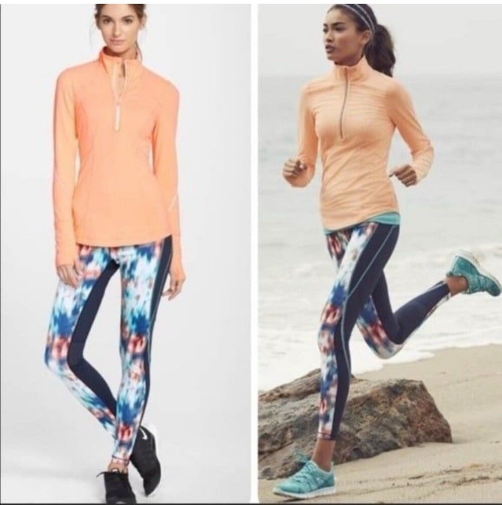 Zella Womens L Adrenaline Running Leggings Blue Mosaic Tie Dye