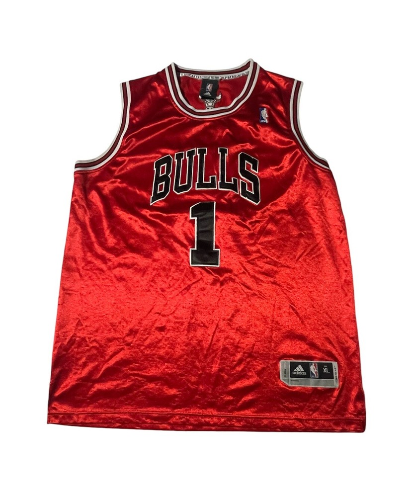 Vintage Adidas NBA Chicago Bulls Derrick Rose # 1 Basketball Jersey Men's XL Red