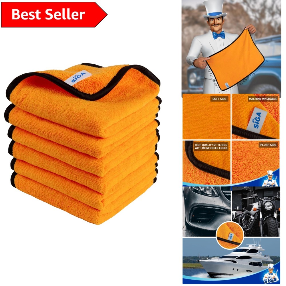 Premium 6-Pack Microfiber Cleaning Cloths 15.7x23.6 Inch Dual-Sided Towels for Versatile Use