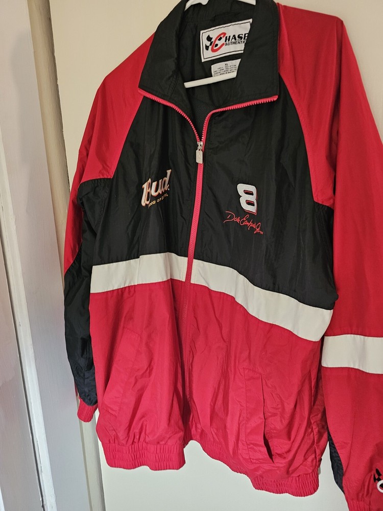 Vtg Dale Earnhardt Jr Budweiser NASCAR XL Windbreaker Jacket Chase Authentics
