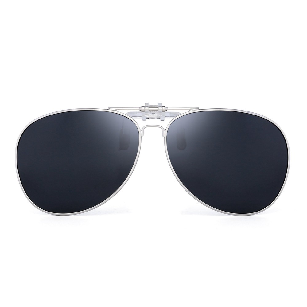 Clip on Aviator Sunglasses Polarized Flip up Lenses Driving Eyeglasses Men (S...